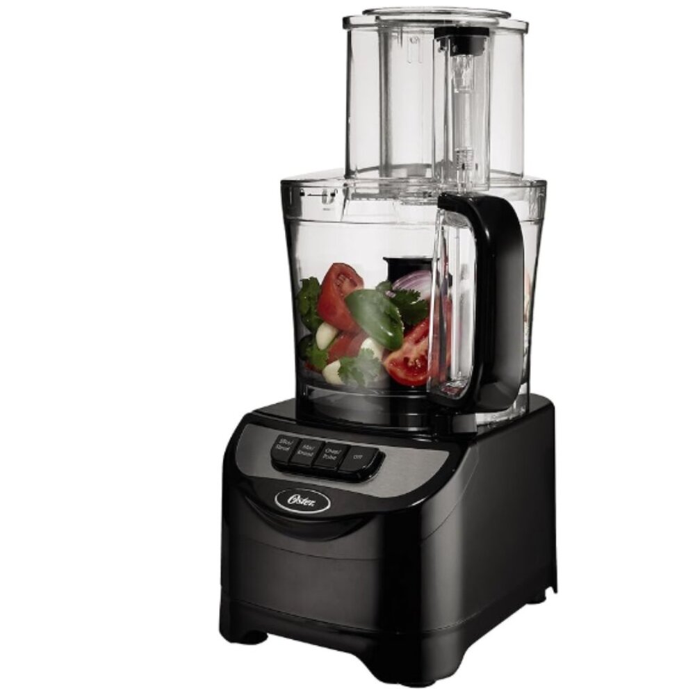 Oster FPSTFP1355 2-Speed 10-Cup Black Food Processor, Chop, shred, slice & knead